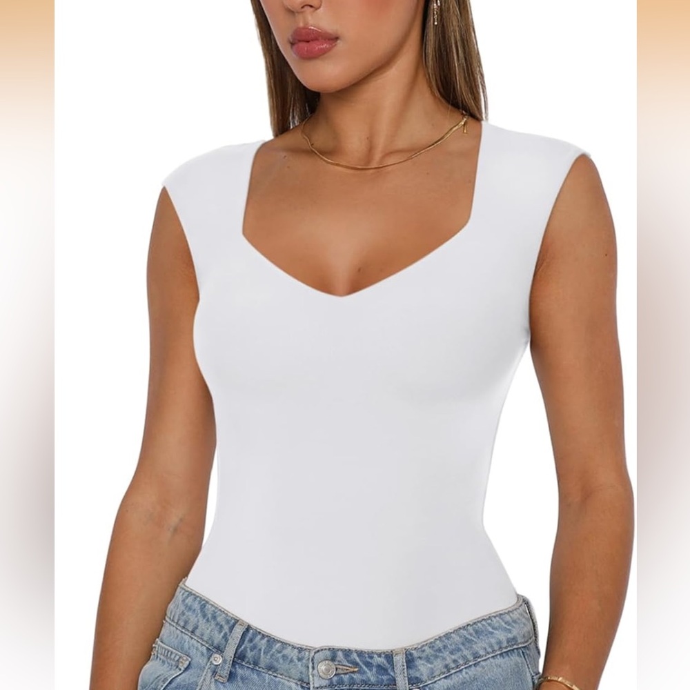 Reoria Sweetheart Double Lined White Going Out Bodysuit